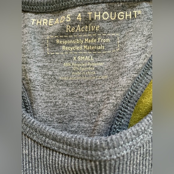 NEW Threads 4 Thought Gray Ribbed Performance Crop Tank - Picture 4 of 7